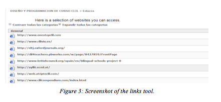 Figure 3: Screenshot of the links tool.