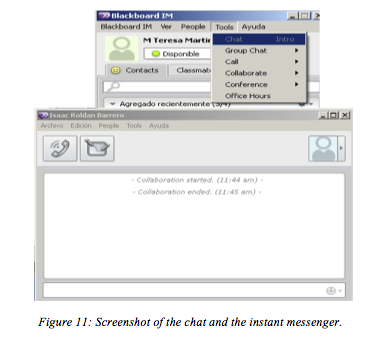 Figure 11: Screenshot of the chat and the instant messenger.