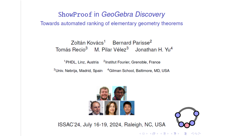 El grupo Matemáticas y sus aplicaciones, Software Demostration Award en la conferencia ISSAC 2024