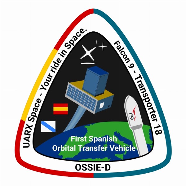Parche de la misión OSSIE-D de UARX Space: First Spanish Orbital Transfer Vehicle, Falcon 9 - Transporter 18